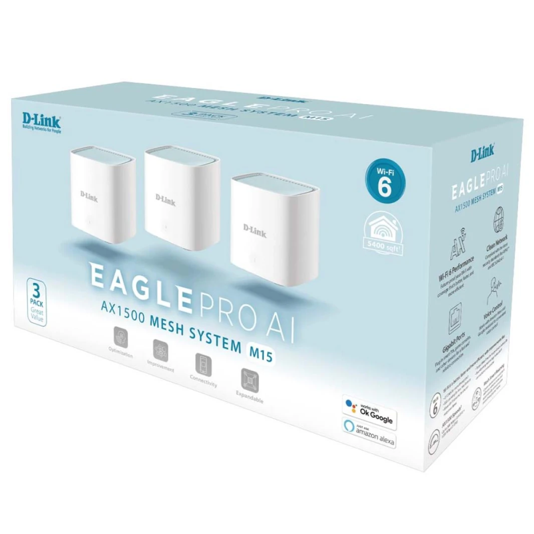 مجموعة شبكة Wi-Fi M15 AX1500 من D-Link (عبوة من 3 قطع)