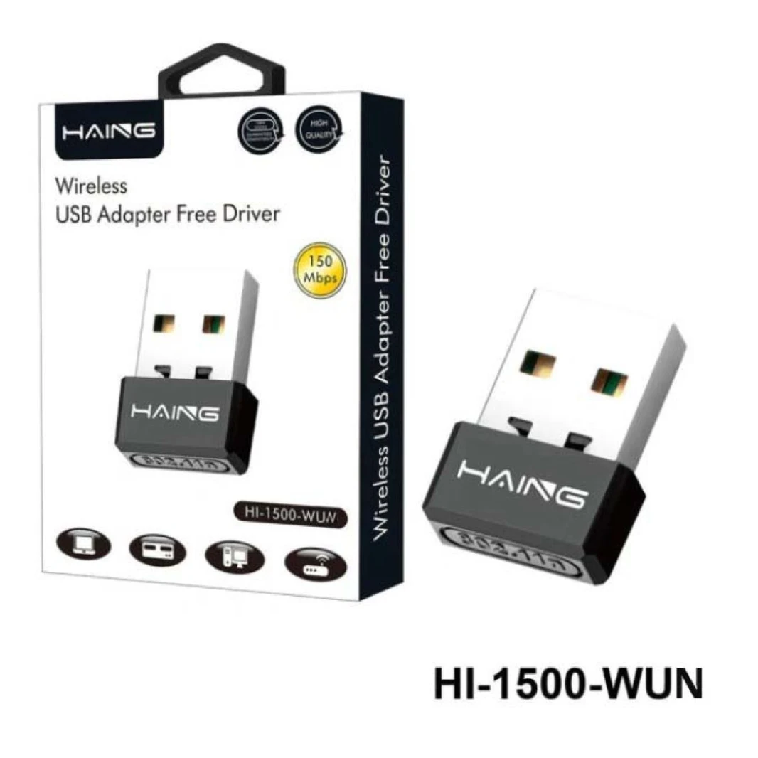 محول HAING HI-1500-WUN اللاسلكي 2.4 جيجا هرتز USB 2.0 بسرعة 150 ميجابت في الثانية