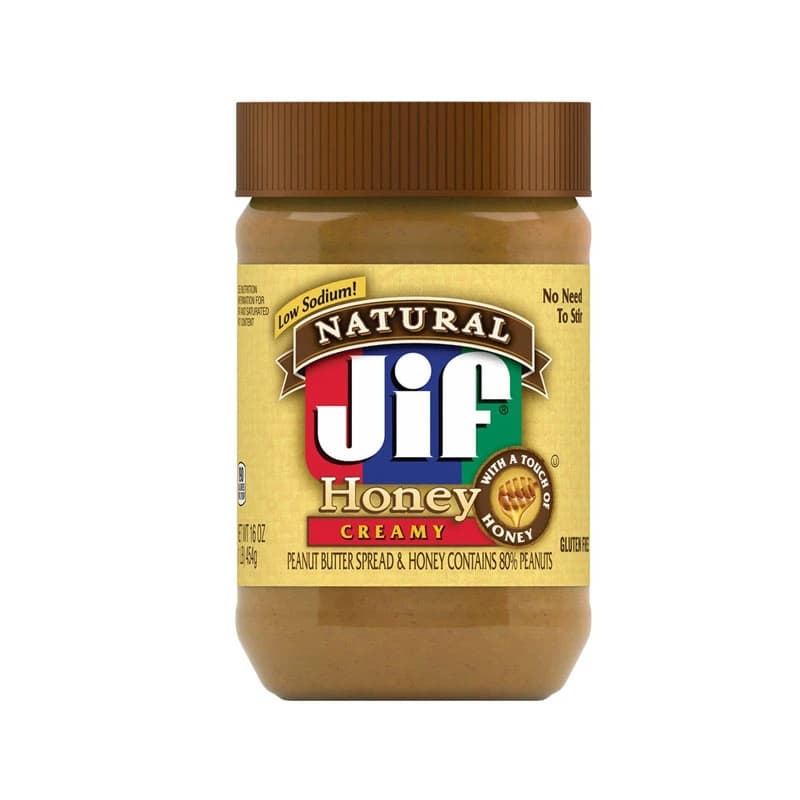 Jif Natural Low Sodium Creamy Peanut Butter With Honey 454g