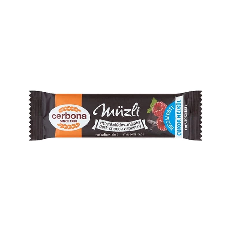 Cerbona Dark Chocolate Raspberry Muesli Bar 20g
