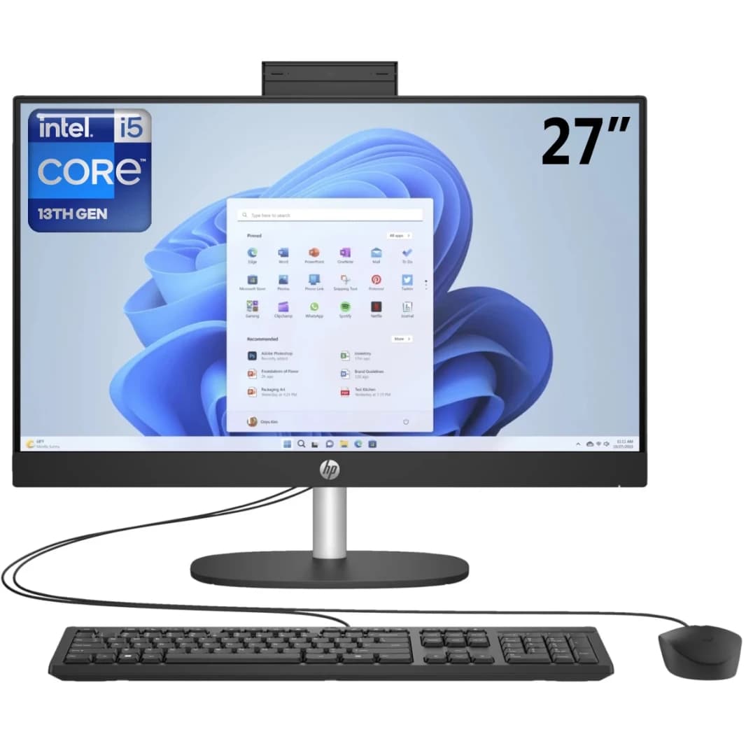 HP NEW All-in-One 27-cr0024ne PC (2024) 13th Gen Intel Core i5 10-Cores w/ 27" IPS Full HD 99% sRGB Non-Touch Display (Customized) - Black