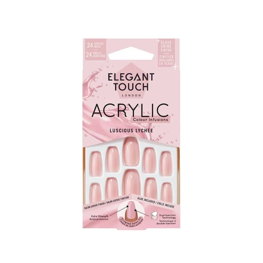 ELEGANT TOUCH FALSE NAILS ACRYLIC COLOUR INFUSIONS - LUSCIOUS LYCHEE