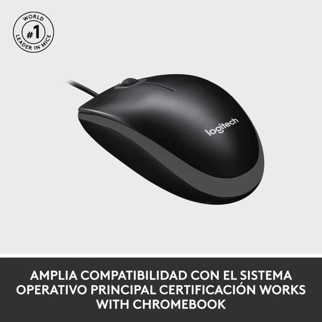 Logitech Mouse M100 High-Definition Optical Tracking (1000 DPI) Smooth Cursor Control - Black