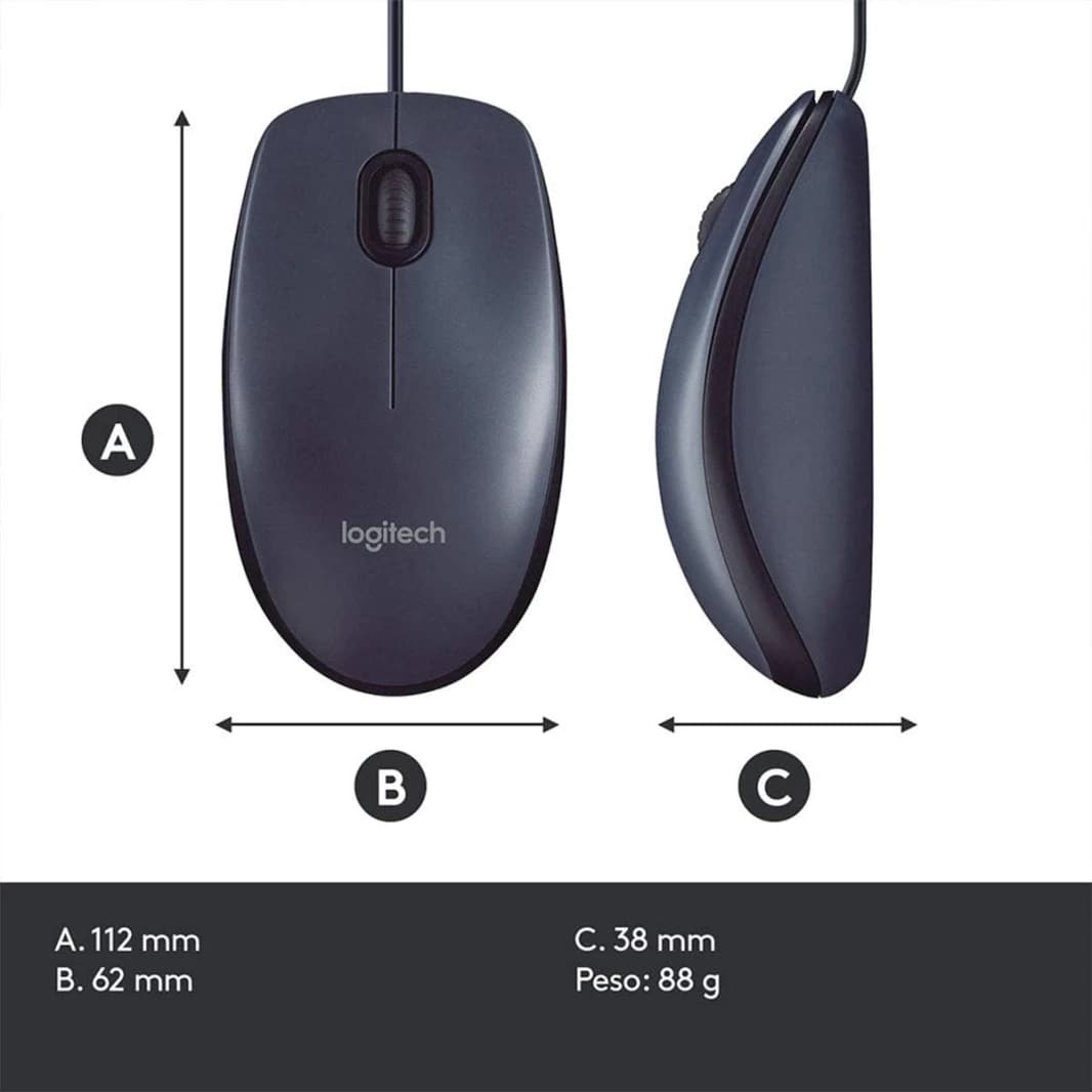 Logitech Mouse M100 High-Definition Optical Tracking (1000 DPI) Smooth Cursor Control - Black