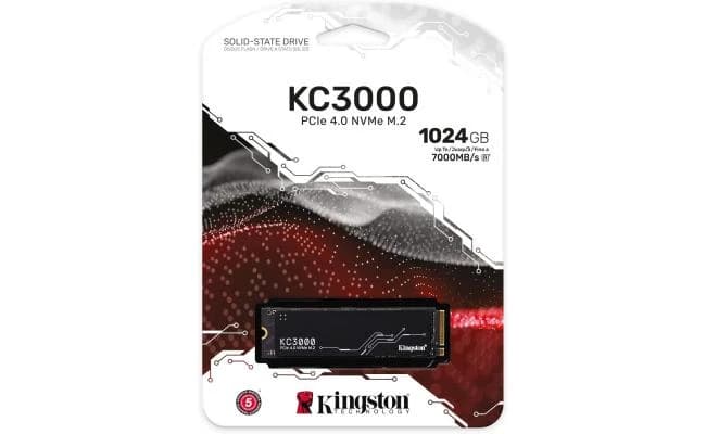 Kingston KC3000 1TB PCIe 4.0 NVMe M.2 SSD-Sequential Read/Write (7000/6000 MB/s)