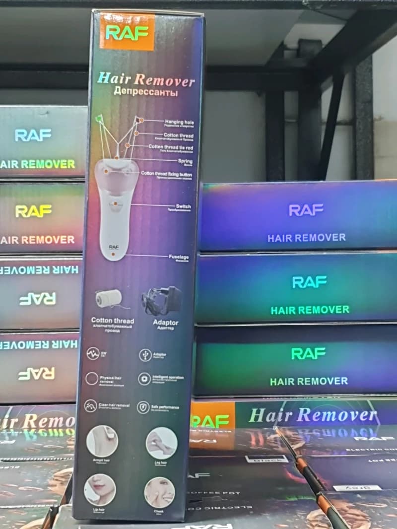 RAF Hair Remover Device, Modern Design, Perfect for Women and Men, Ensures Easy Use and High Efficiency with Three-Year Warranty.