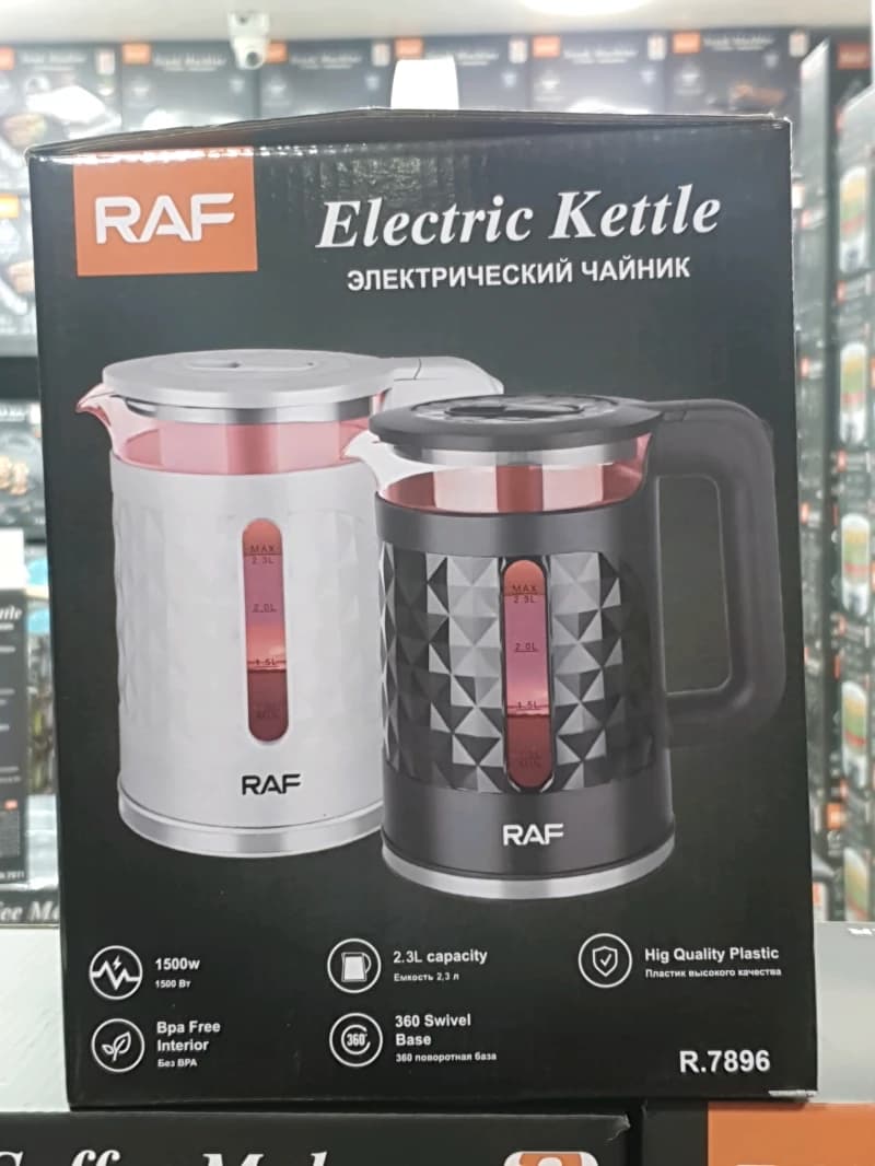 RAF Electric Kettle Stylish Design High-Quality and Ideal for Families and Offices 2.3L Capacity with Water Level Indicators