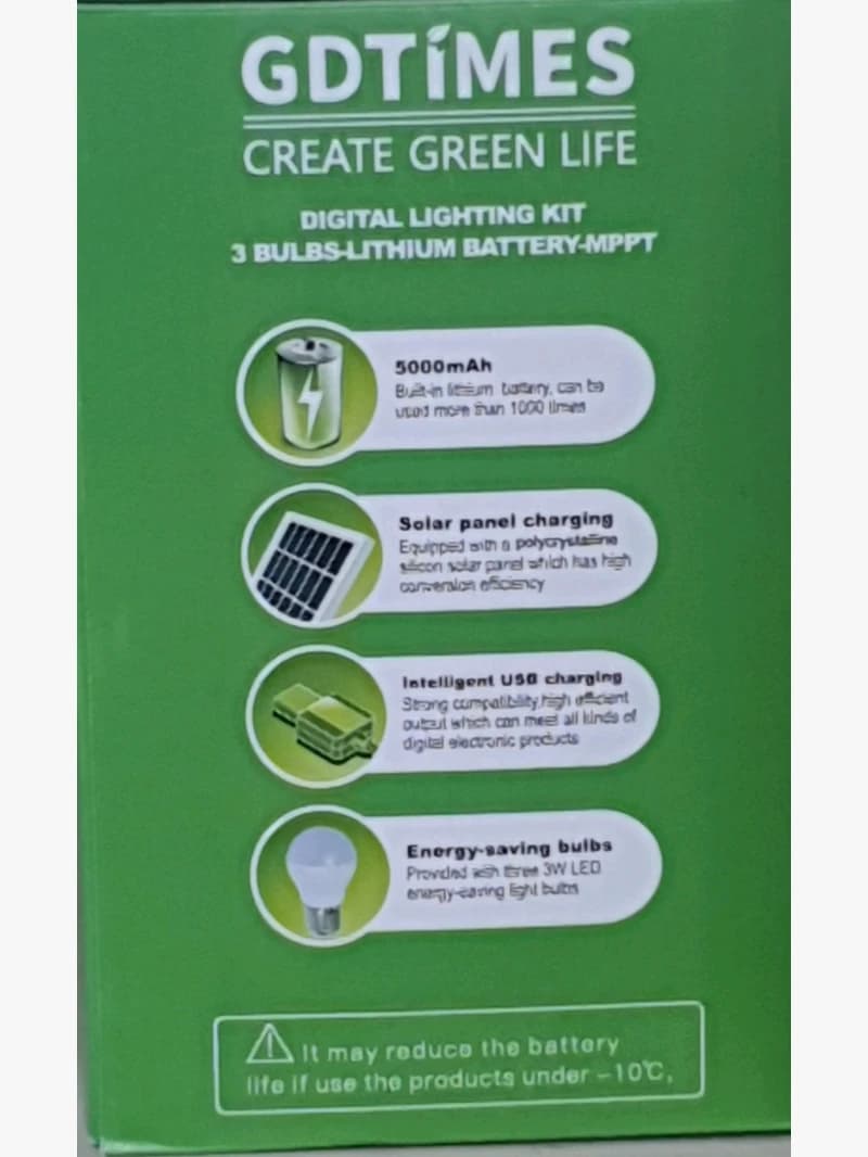 GDTimes Solar Lighting System Model GD-205 with Modern and Energy-saving Design for Everyone Interested in Eco-friendly and Cost-effective Lighting Solutions