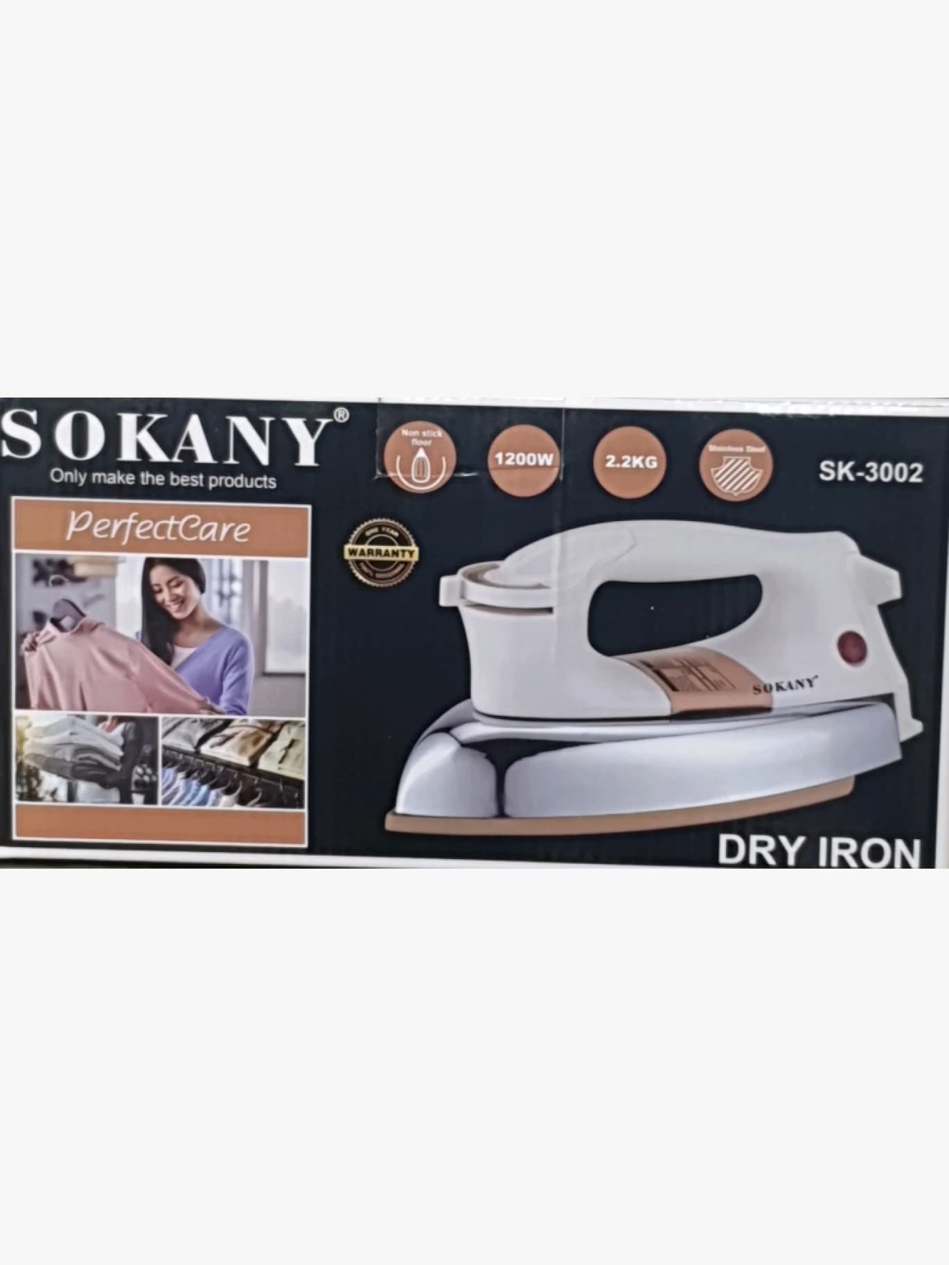 Sokany Dry Iron for Clothes with Ergonomic Design, Perfect Tool for Quick Ironing, Ideal for All Users