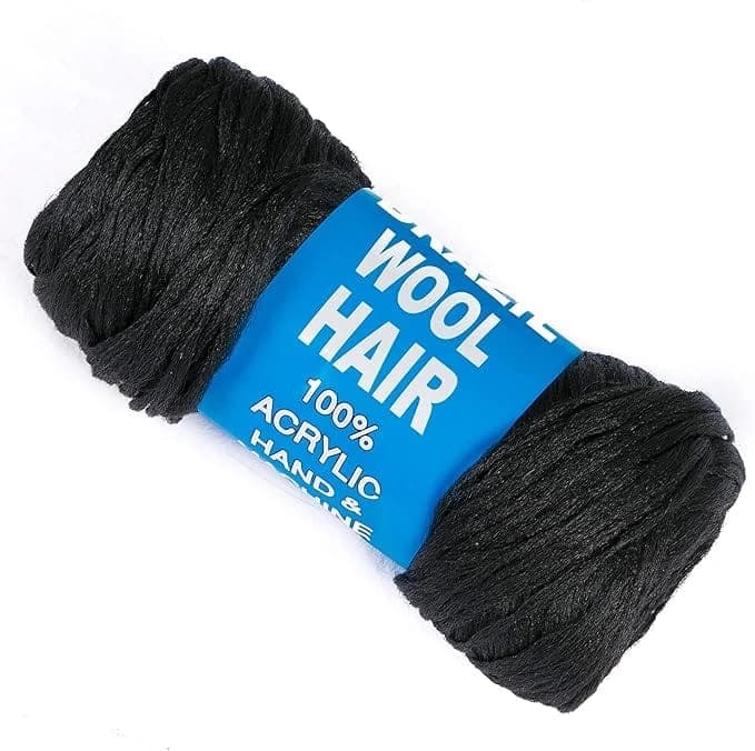 Roll Black African Wool Hair 70g/Roll Acrylic Yarn For African Crochet Hair Jumbo Braids Senegalese Twisting Knitting Hair Braids Faux Locs Spiral Corkscrews Braids Twist Wraps Synthetic
