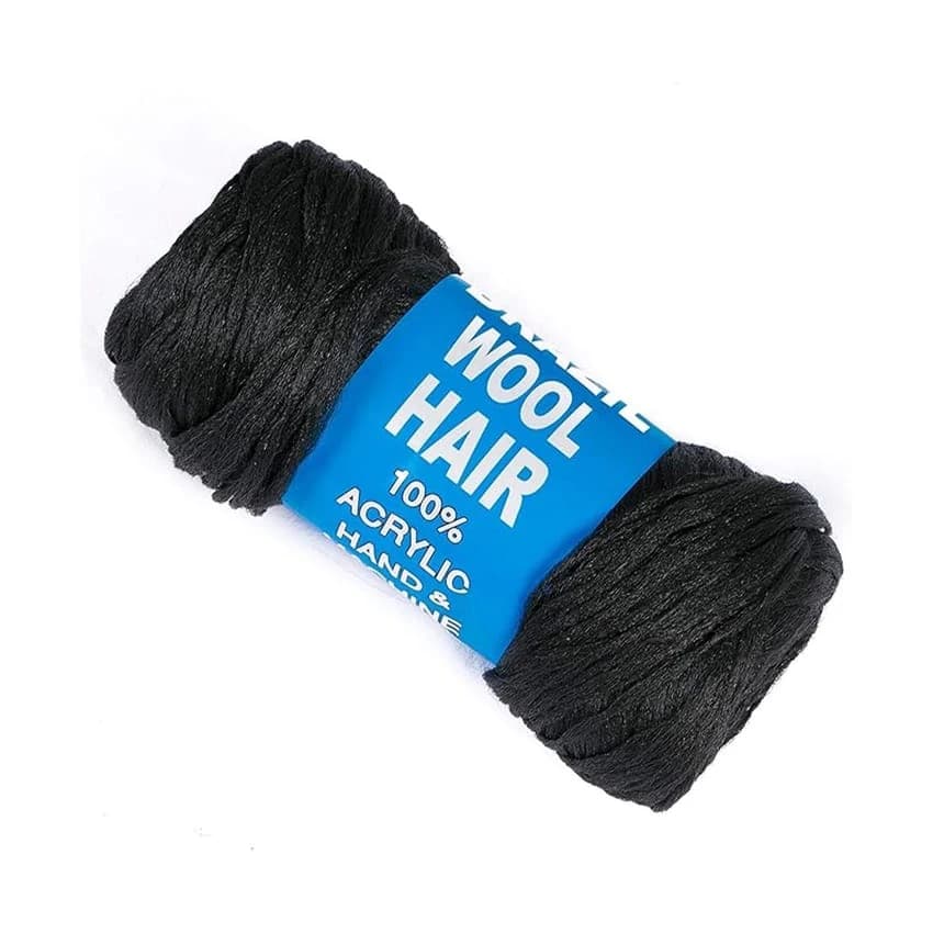 Roll Black African Wool Hair 70g/Roll Acrylic Yarn For African Crochet Hair Jumbo Braids Senegalese Twisting Knitting Hair Braids Faux Locs Spiral Corkscrews Braids Twist Wraps Synthetic