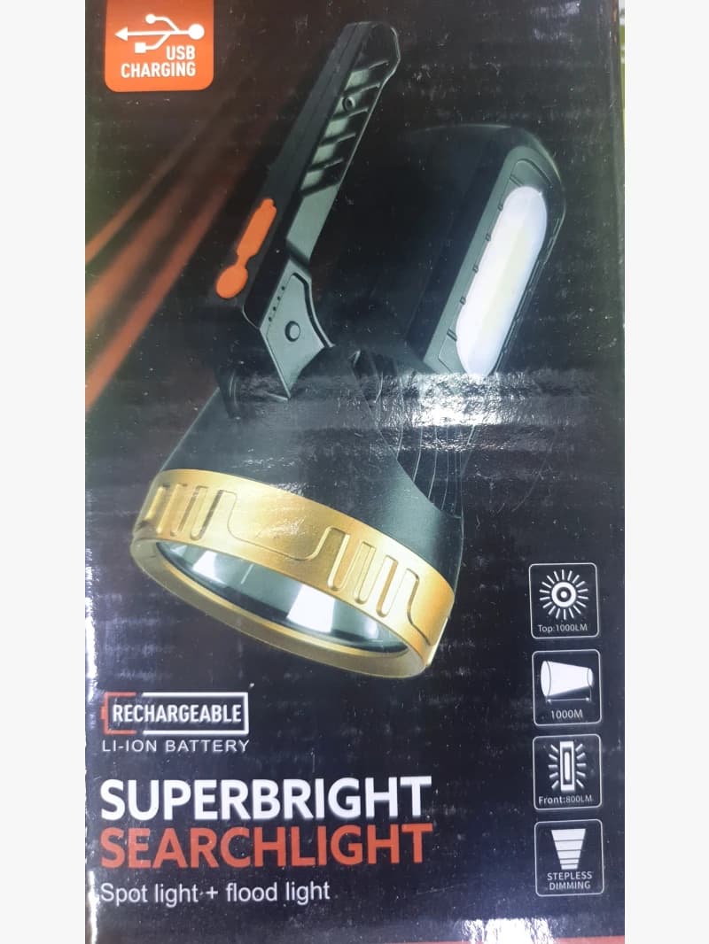 Superbright Searchlight Rechargeable LED Flashlight with Comfortable Handle Design for Outdoor and Emergency Use