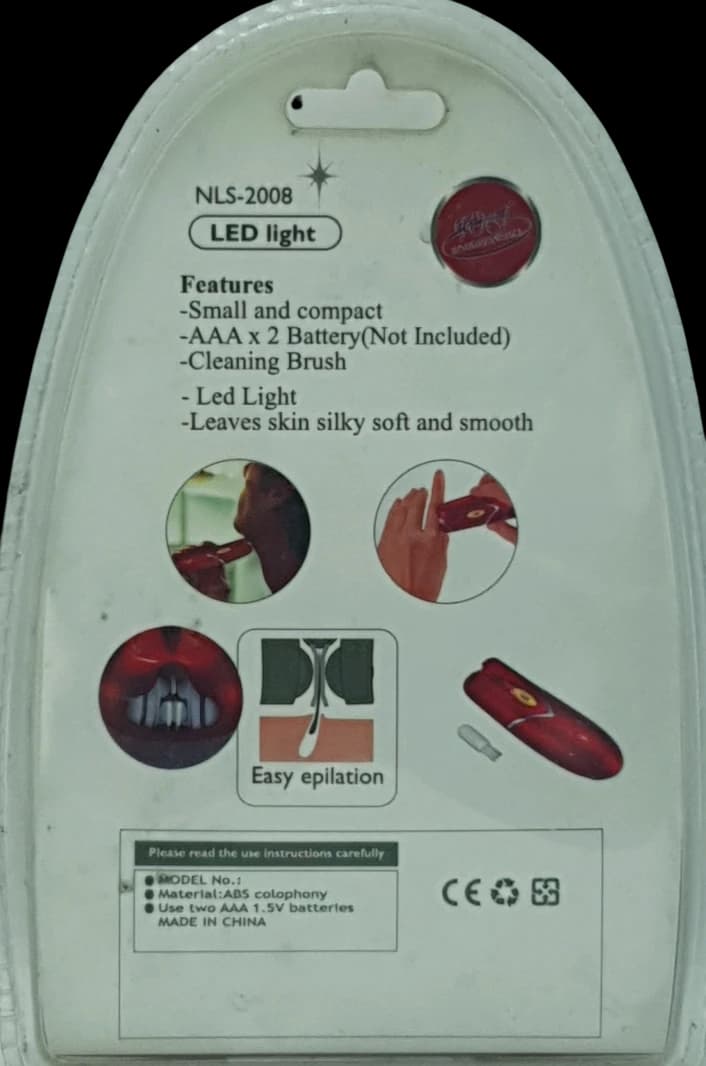 Contour Red Epilation Device with LED Lights for Men and Women for Smooth Skin with Compact Size and Comfortable Design for Easy Use