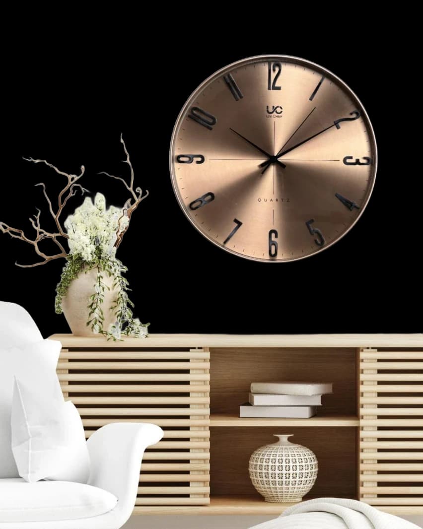 Modern Brushed Bronze Analog Wall Clock