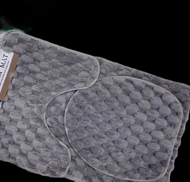 Plush Cobblestone 3-Piece Bathroom Mat Set