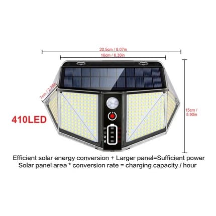 SOLAR WALL FLASHLIGHT WATERPROOF WITH SENSOR - COLD WHITE