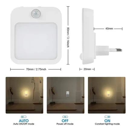 Auto LED night lights Smart Sensor Control Mini Plug Bed