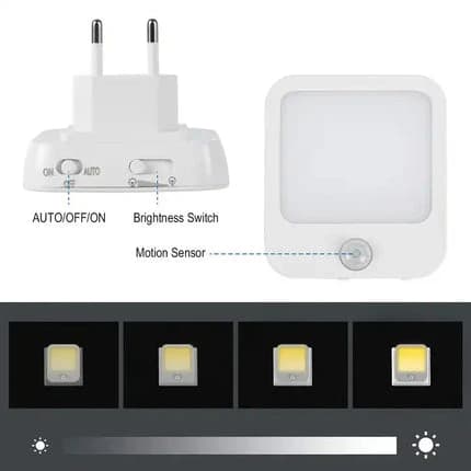 Auto LED night lights Smart Sensor Control Mini Plug Bed