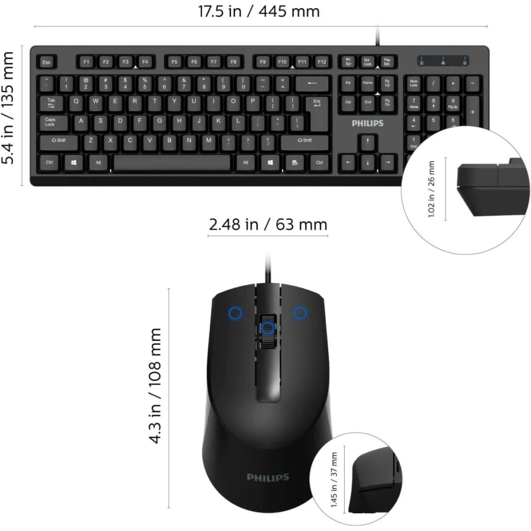 Philips MK234 USB Keyboard and Mouse Combo- Black