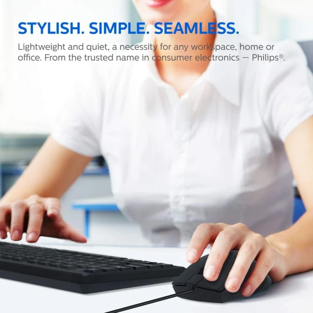 Philips MK234 USB Keyboard and Mouse Combo- Black