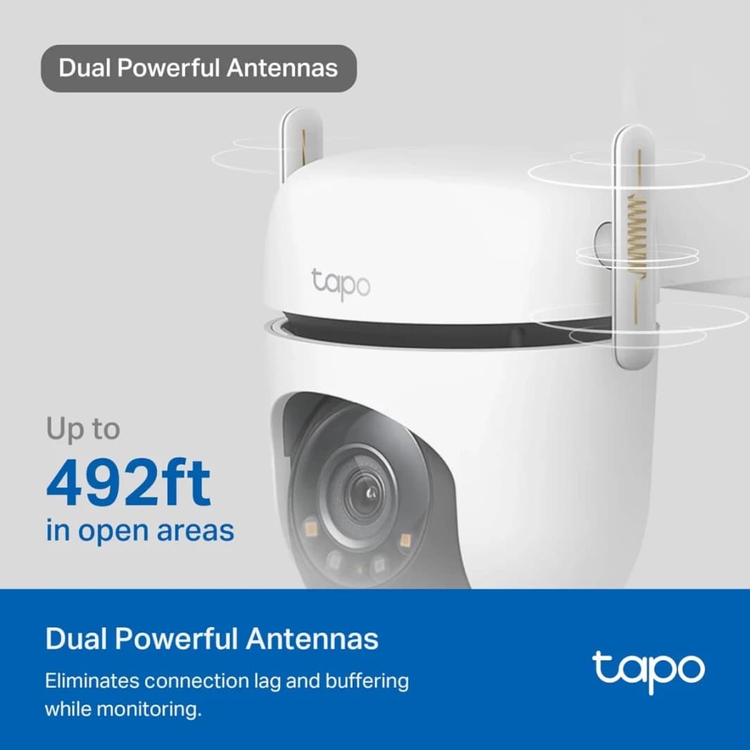 TP-Link Tapo C520WS Outdoor Pan/Tilt Security Wi-Fi Camera with Smart Motion Tracking, IP66 Weatherproof, Multiple Installation Options and Voice Activated Wired/Wireless Networking, White