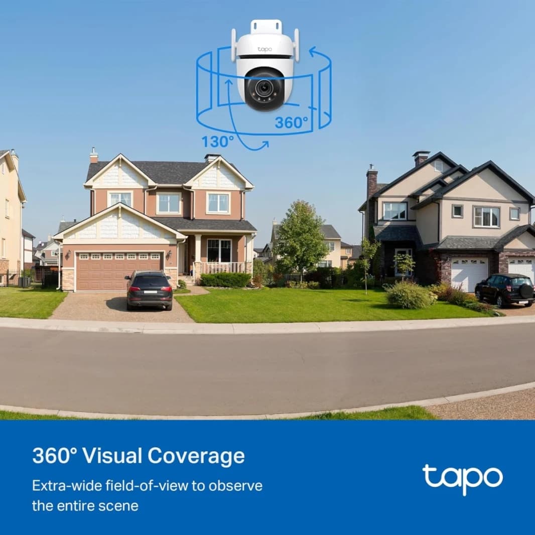 TP-Link Tapo C520WS Outdoor Pan/Tilt Security Wi-Fi Camera with Smart Motion Tracking, IP66 Weatherproof, Multiple Installation Options and Voice Activated Wired/Wireless Networking, White