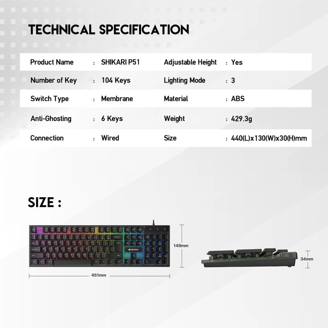 FANTECH P51 Power Bundle Gaming Keyboard and Mouse