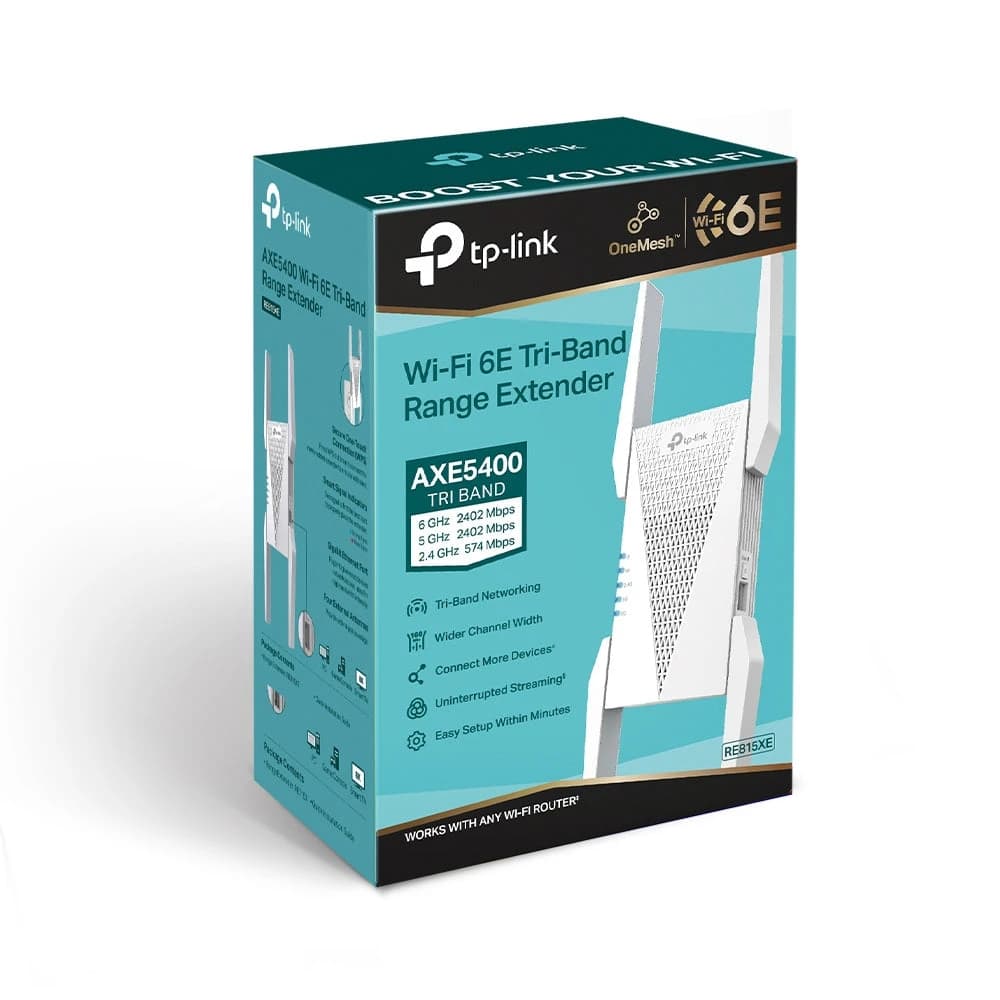 موسع نطاق واي فاي 6E طراز AXE5400 من تي بي لينك، أبيض