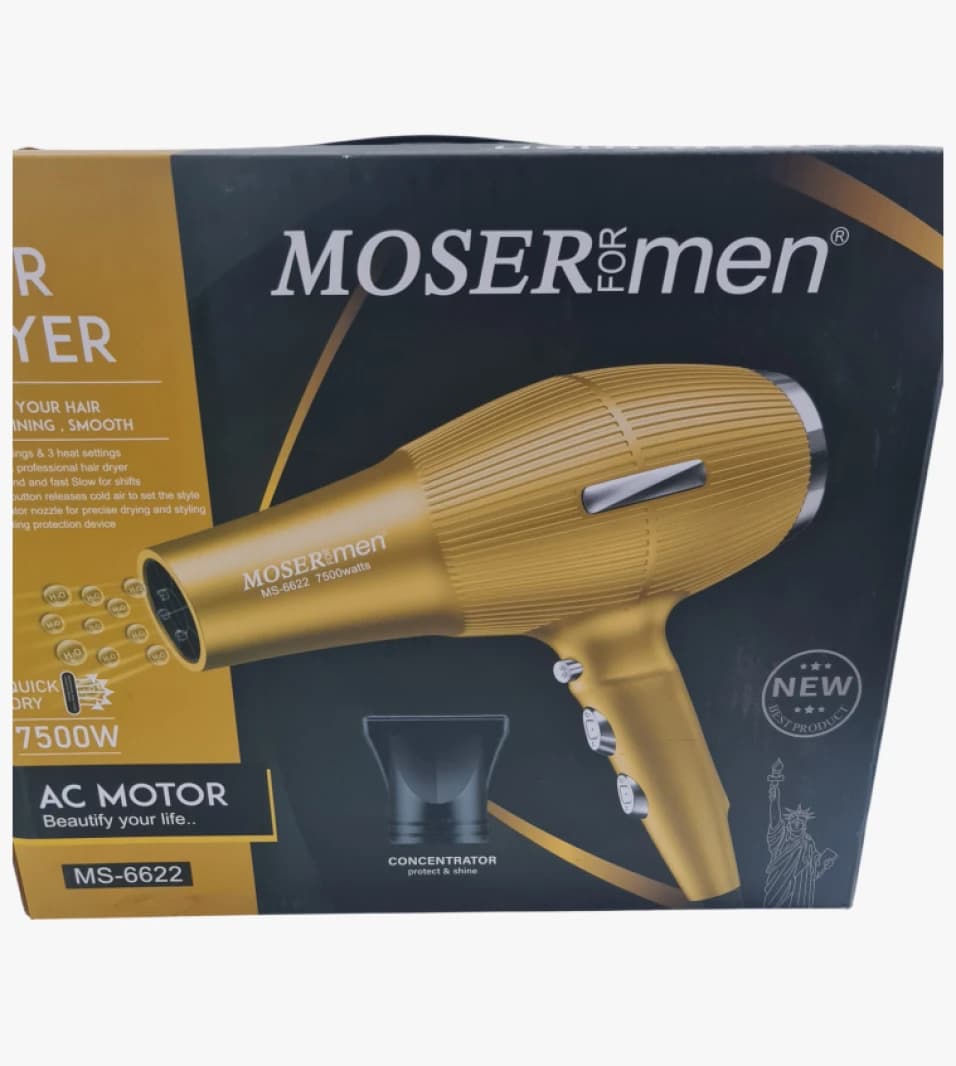 Moser Hair Dryer for Men Stylish Yellow Design with Powerful Motor for Professional Use