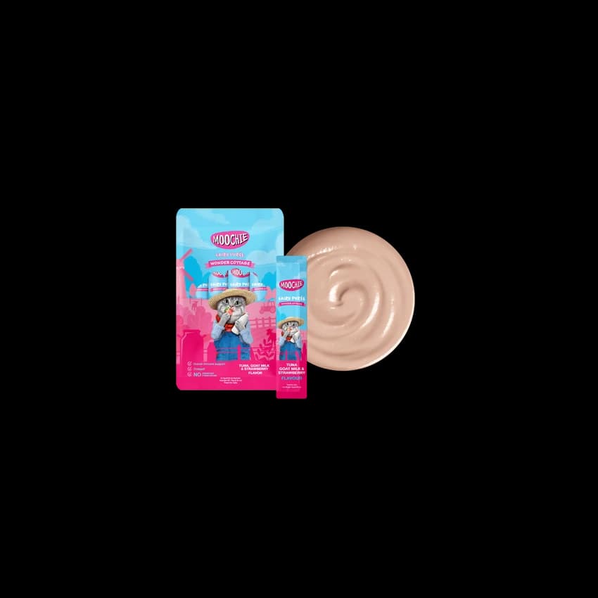 Moochie Fairy Puree Tuna, Goat Milk & Strawberry 5×15g