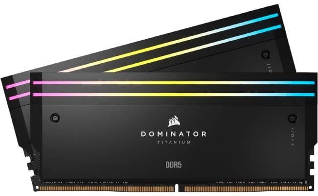 CORSAIR DOMINATOR TITANIUM RGB 48GB (2x24GB) DDR5 RAM 7200MT/s CL36 Memory Kit — Black