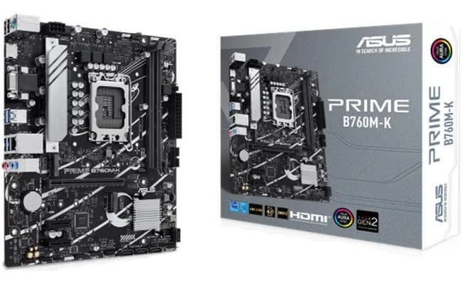 ASUS PRIME B760M-K, Intel 14th 13th 12th Series, LGA 1700/DDR5/PCIe 4.0/2xM.2 - mATX Gaming MotherBoard