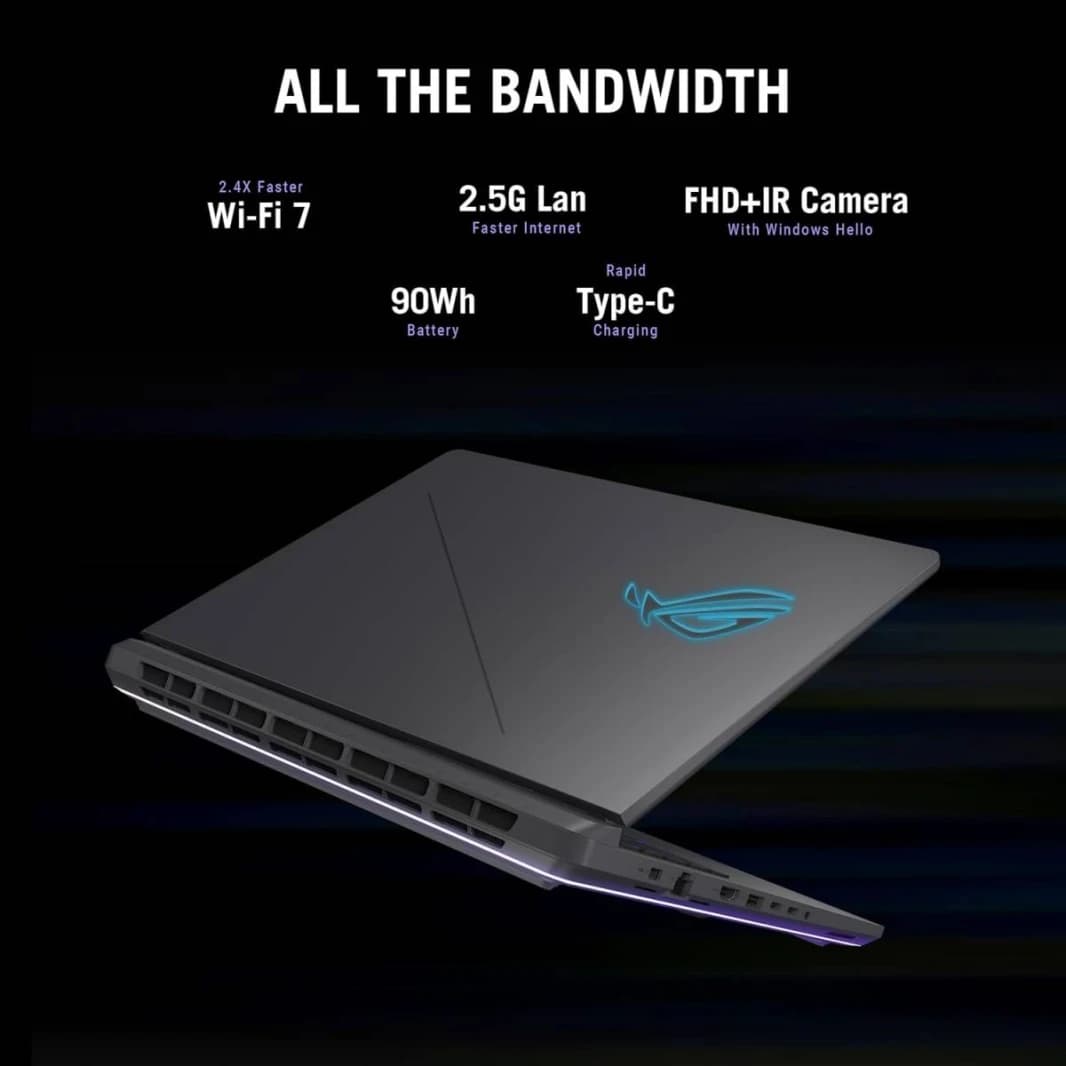 لابتوب ROG Strix G18 الجديد 2025، معالج Intel® Core™ i7 14650HX، بطاقة رسومات NVIDIA® GeForce RTX™ 5050 بذاكرة 8GB GDDR7، شاشة 18 بوصة FHD+ بتردد 144 هرتز - رمادي إكليبس