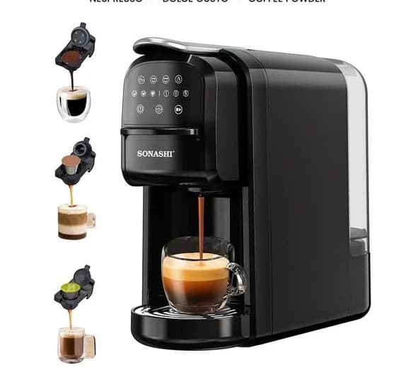 Sonashi Multi-Use Coffee Machine with Capsules and Coffee Powder for Coffee Enthusiasts