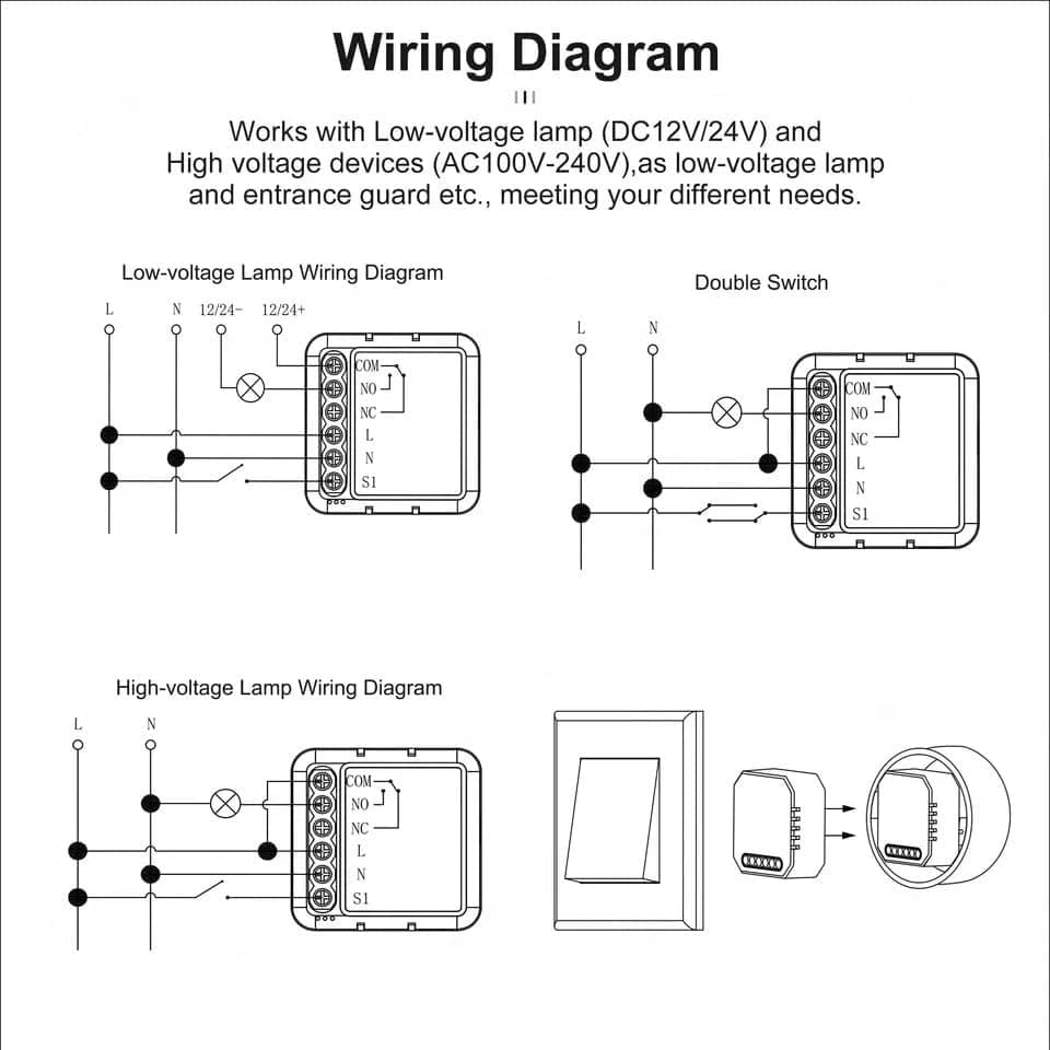 Mini Hidden Smart Switch - Wifi - Dry Contact 220V