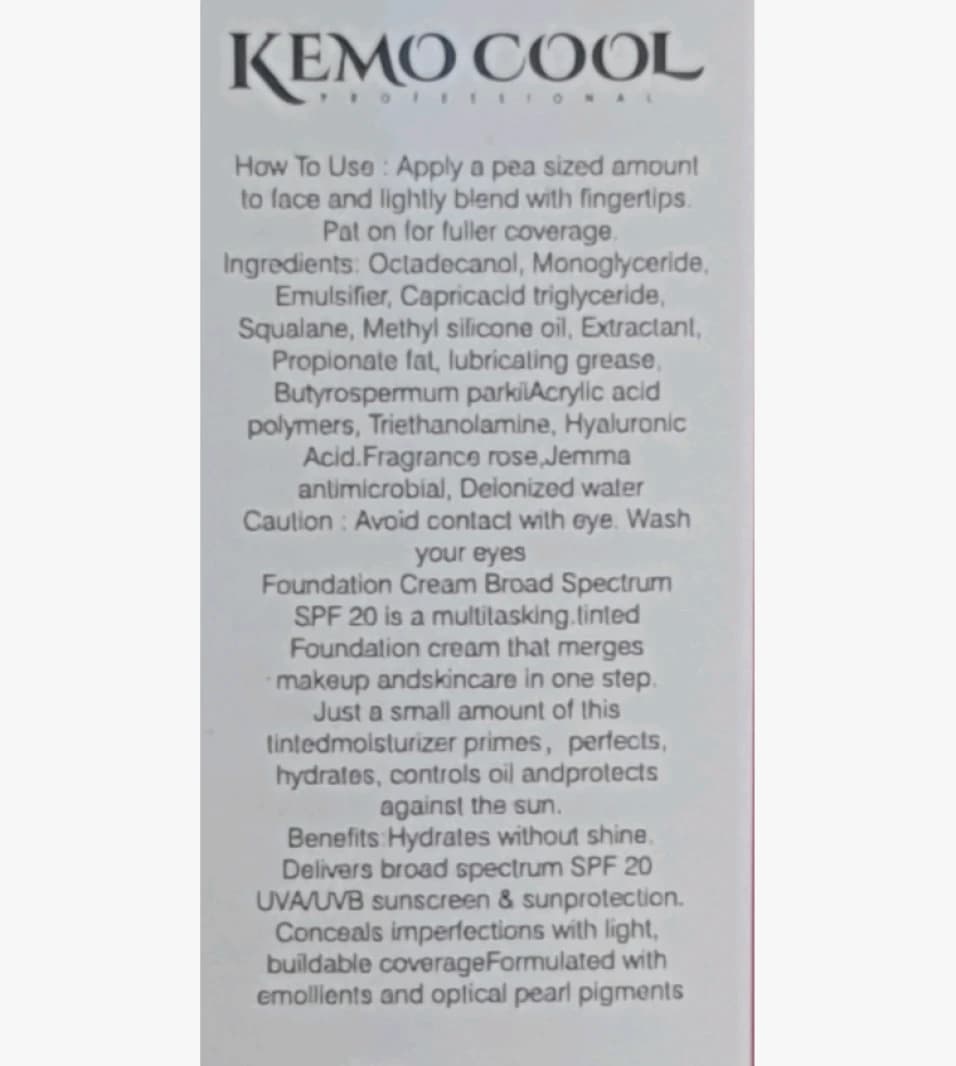 Kemo Cool Happy Skin Foundation Matte Finish Designed for Makeup Lovers Seeking Perfect Coverage and Radiant Glow.