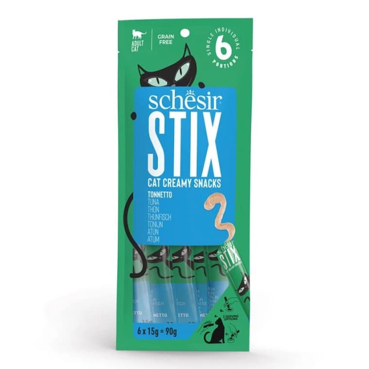 SCHESIR STIX CAT POUCH TREATS TUNA 6X15G