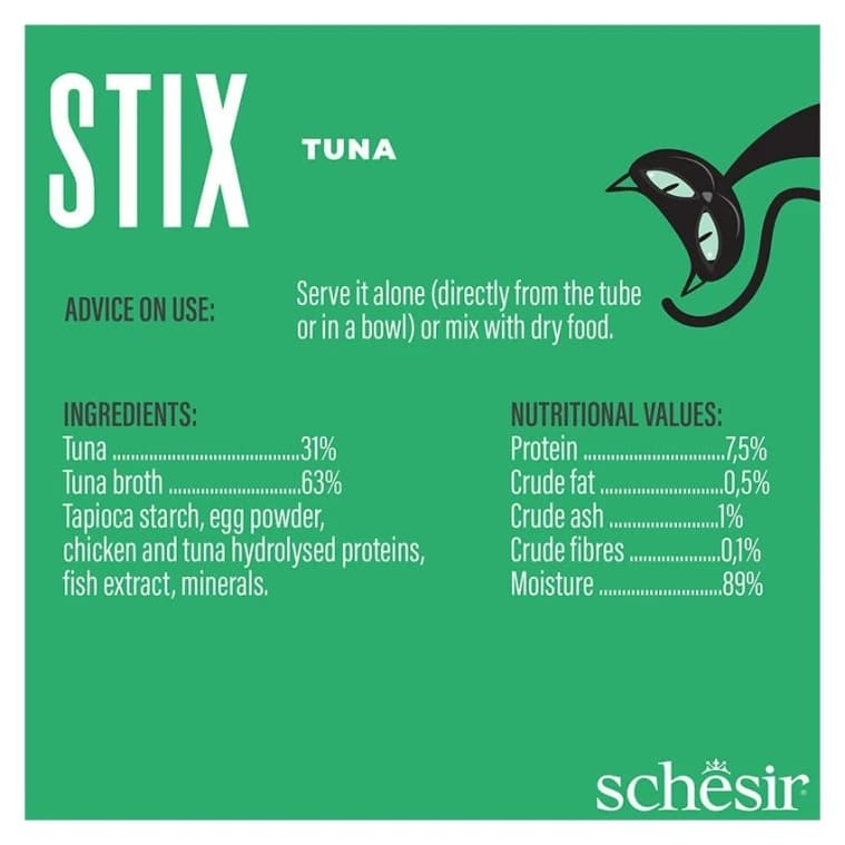 SCHESIR STIX CAT POUCH TREATS TUNA 6X15G