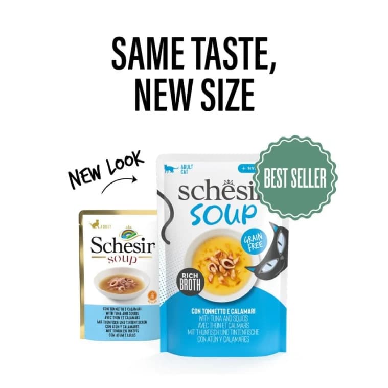Schesir Soup Wet Cat Tuna squid in Soup Pouch 40g