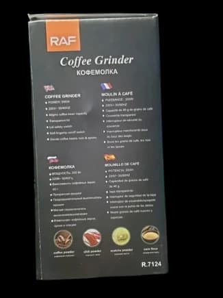 RAF Powerful Electric Coffee Grinder Multifunctional High Capacity for Coffee and Spice Lovers, Modern Design and Versatile Grinder