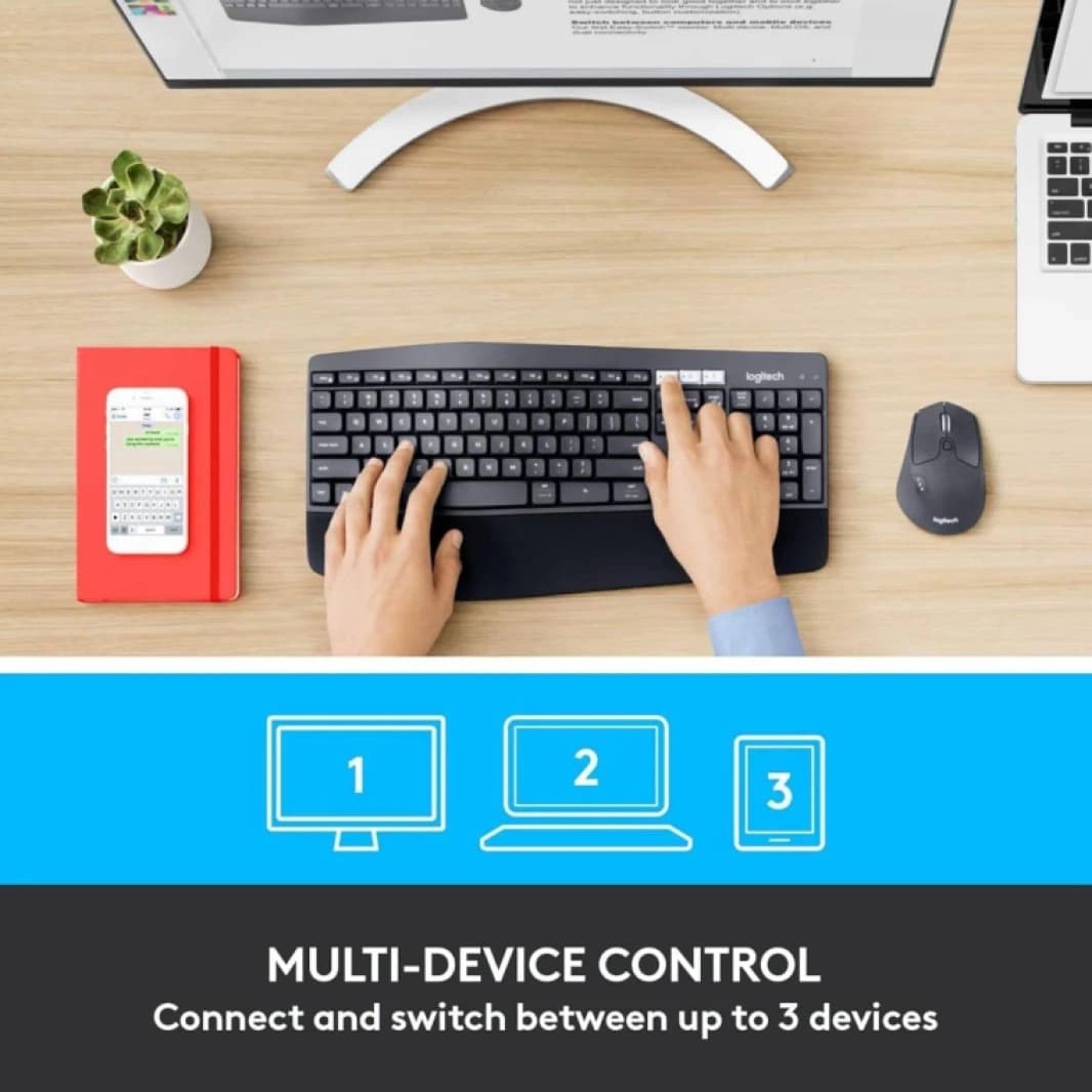 Logitech MK850 Performance Wireless Keyboard and Mouse Combo, Multi-Device, Multi-OS, Seamless Switching, Powerful Multitasking