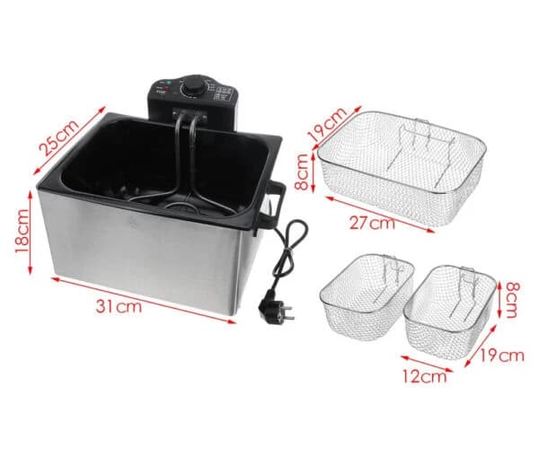 Sayona Original Stainless Steel Electric Deep Fryer - 6L, 2100W
