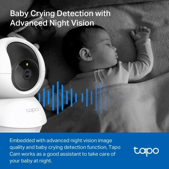 TP-LINK TAPO C200C Pan/Tilt Home Security Wi-Fi Camera, 1080p, 2-Way Audio, Night Vision, Motion Detection
