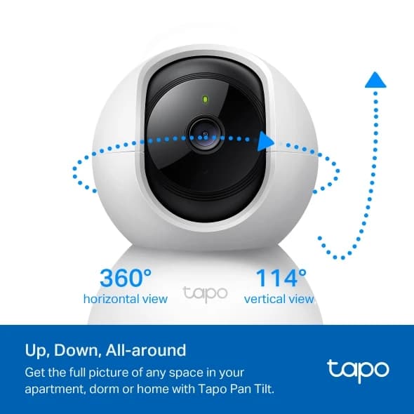 TP-LINK TAPO C200C Pan/Tilt Home Security Wi-Fi Camera, 1080p, 2-Way Audio, Night Vision, Motion Detection