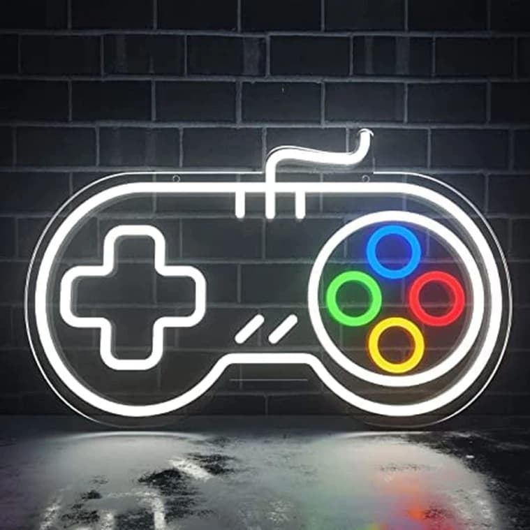 Neon Sign "Game Remote" Decor, 14 x 10 Inches