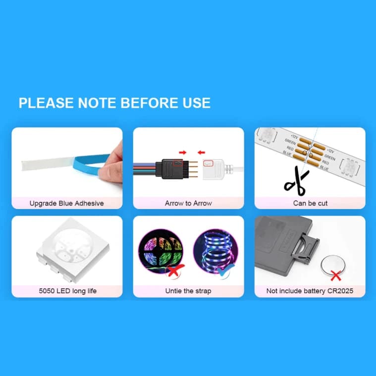 RGB 5050 LED Strip Light Flexible Ribbon with App Control