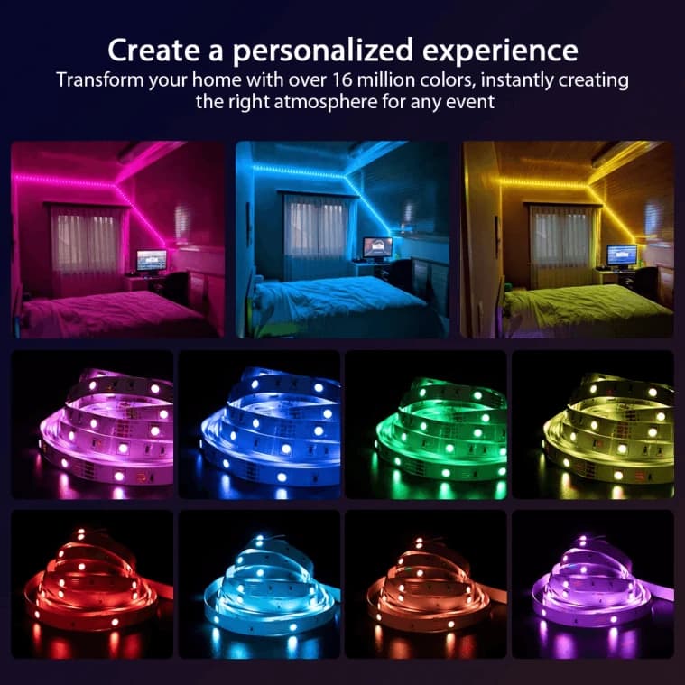 RGB 5050 LED Strip Light Flexible Ribbon with App Control