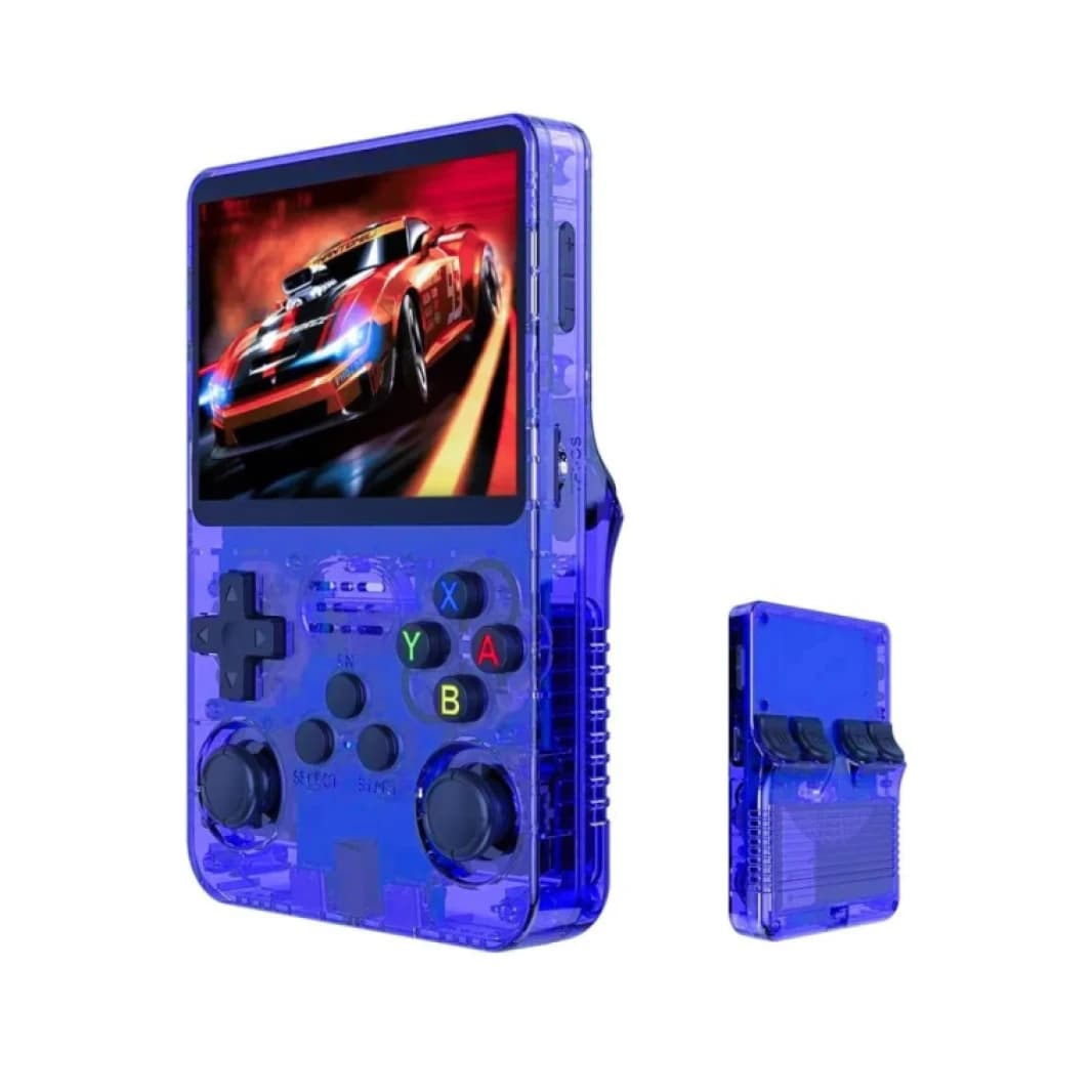 R36s Handheld Game Console, 3.5 Inch IPS Screen, Retro Gaming Console with 64G Card