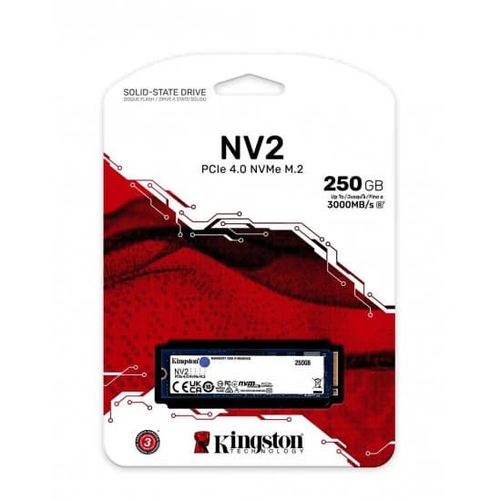 Kingston NV2 250GB M.2 2280 NVMe PCIe 4.0 Internal SSD Up to 3000 MB/s