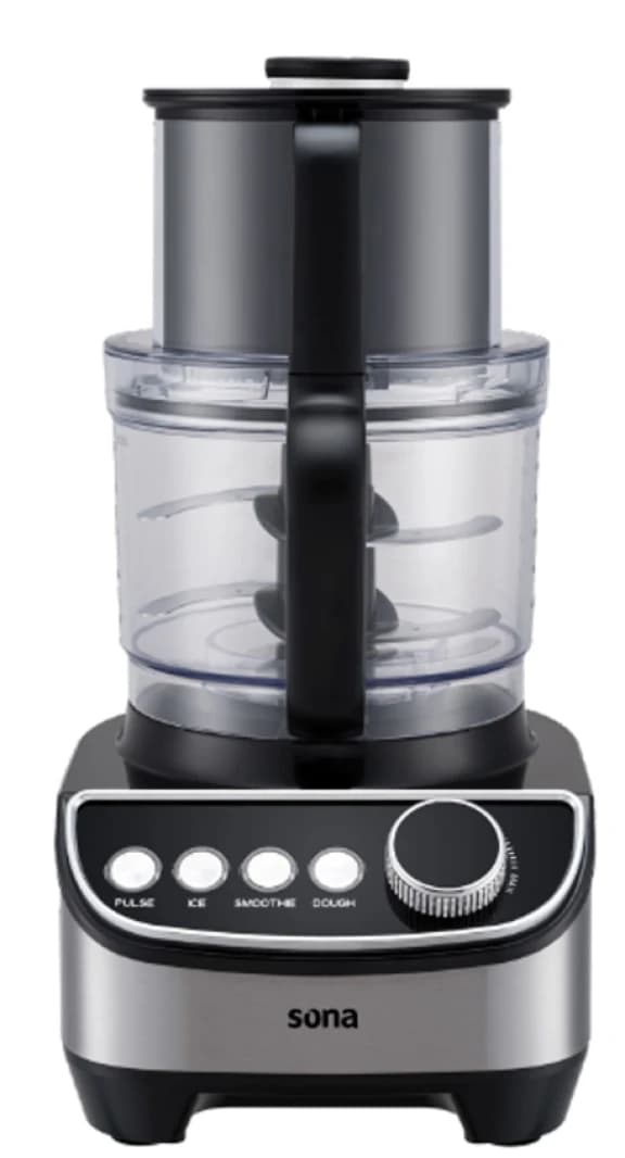 Sona Food Processor 1300W - 4 Programs, with Steel Blades